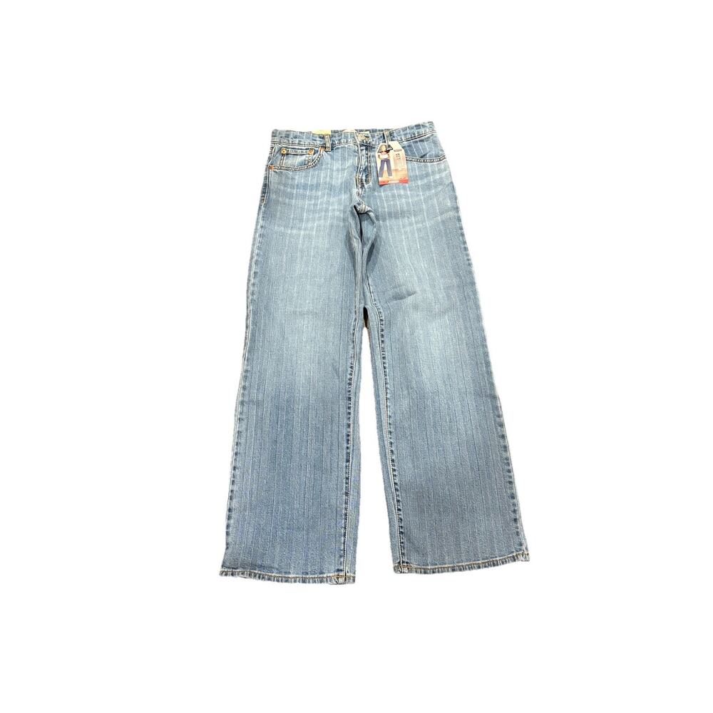 Levi's Wide Leg Jeans NWT Stretch Mid Rise Relaxed Fit Denim Girls 14 Adjustable